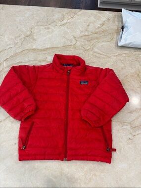 Patagonia Kids Red Quilted Puffer Jacket with Full Zip